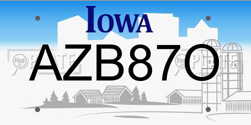 AZB87O Iowa License Plate