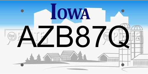 AZB87Q Iowa License Plate