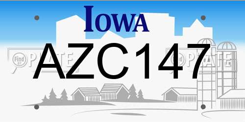 AZC147 Iowa License Plate