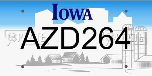 AZD264 Iowa License Plate