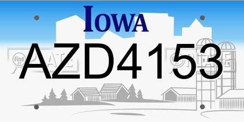 AZD4153 Iowa License Plate