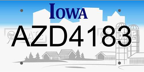 AZD4183 Iowa License Plate