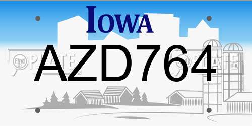 AZD764 Iowa License Plate