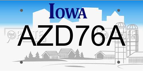 AZD76A Iowa License Plate