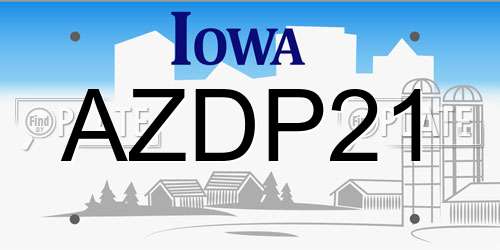 AZDP21 Iowa License Plate