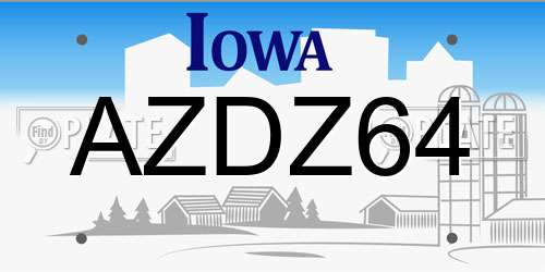 AZDZ64 Iowa License Plate