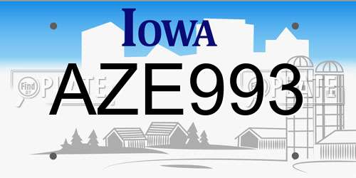 AZE993 Iowa License Plate
