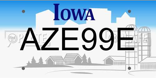 AZE99E Iowa License Plate