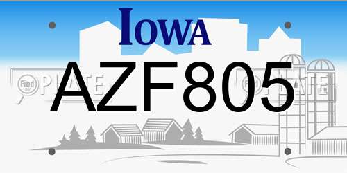 AZF805 Iowa License Plate