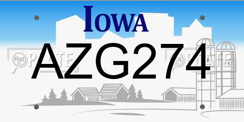 AZG274 Iowa License Plate