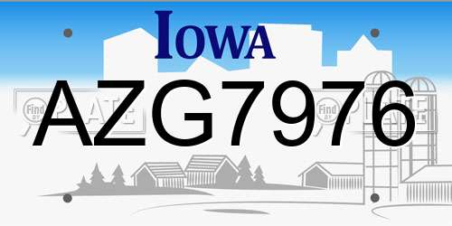 AZG7976 Iowa License Plate