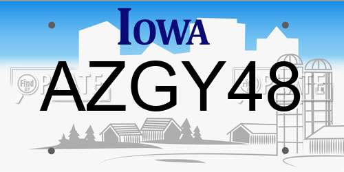 AZGY48 Iowa License Plate