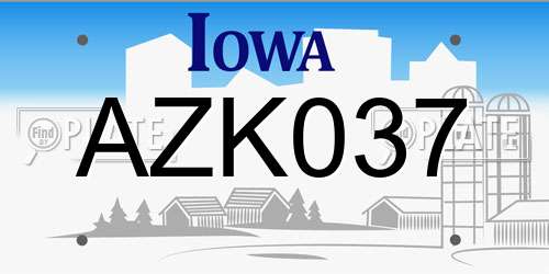AZK037 Iowa License Plate