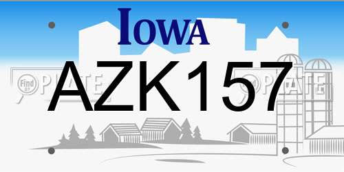 AZK157 Iowa License Plate