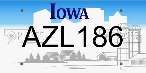 AZL186 Iowa License Plate