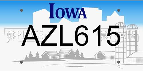 AZL615 Iowa License Plate
