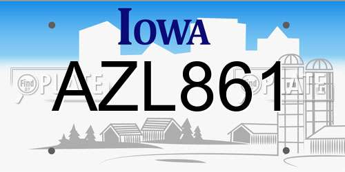 AZL861 Iowa License Plate