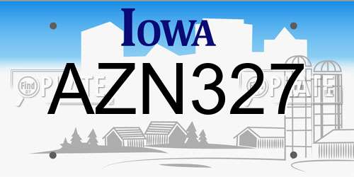 AZN327 Iowa License Plate