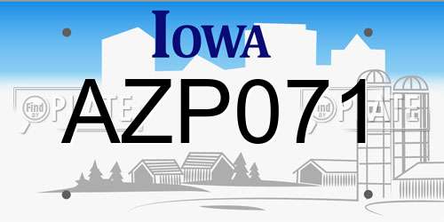 AZP071 Iowa License Plate