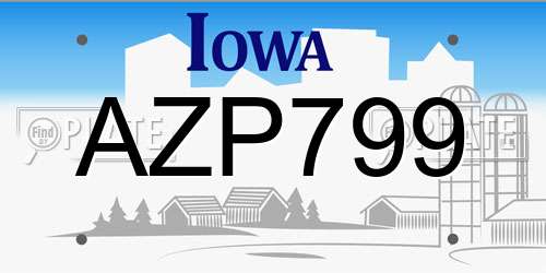AZP799 Iowa License Plate