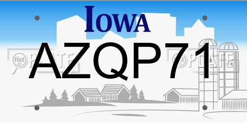 AZQP71 Iowa License Plate