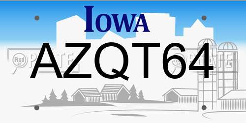 AZQT64 Iowa License Plate