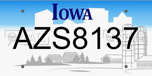 AZS8137 Iowa License Plate