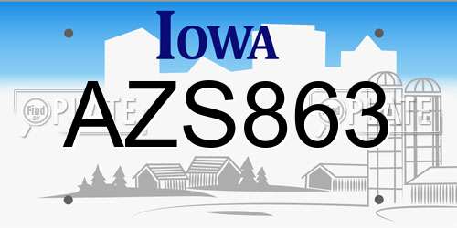 AZS863 Iowa License Plate