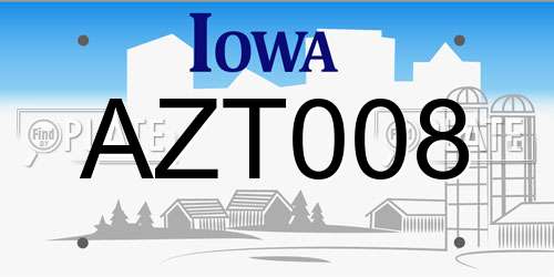 AZT008 Iowa License Plate