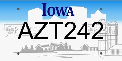AZT242 Iowa License Plate