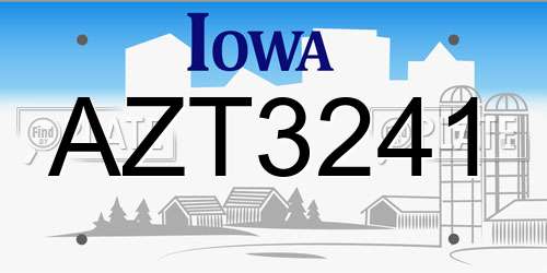 AZT3241 Iowa License Plate
