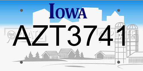 AZT3741 Iowa License Plate