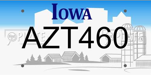 AZT460 Iowa License Plate