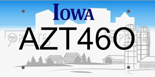 AZT46O Iowa License Plate