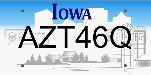 AZT46Q Iowa License Plate