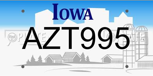 AZT995 Iowa License Plate