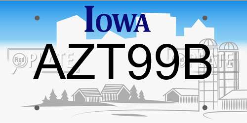 AZT99B Iowa License Plate