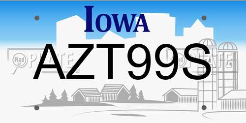 AZT99S Iowa License Plate