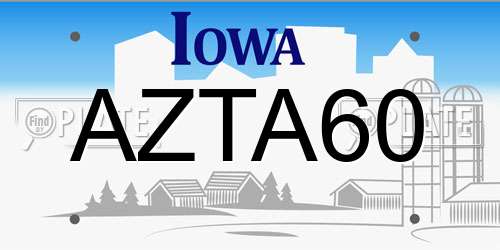 AZTA60 Iowa License Plate