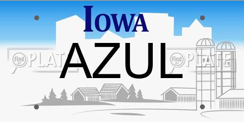 AZUL Iowa License Plate