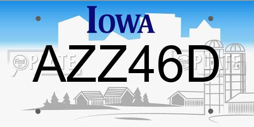 AZZ46D Iowa License Plate