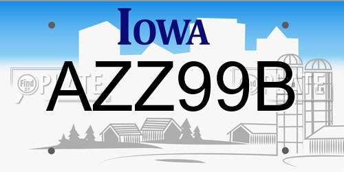 AZZ99B Iowa License Plate