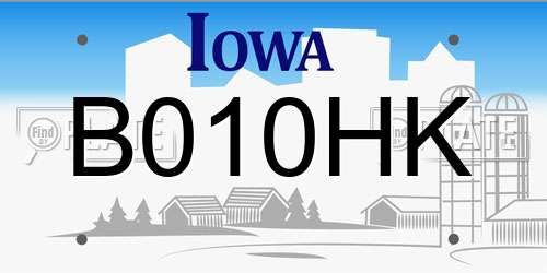 B010HK Iowa License Plate