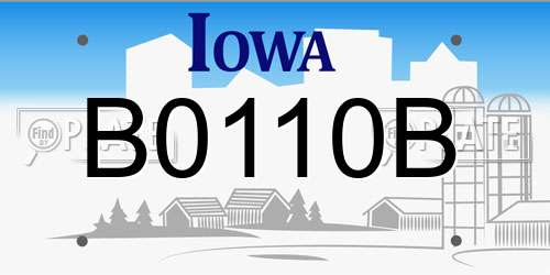 B0110B Iowa License Plate