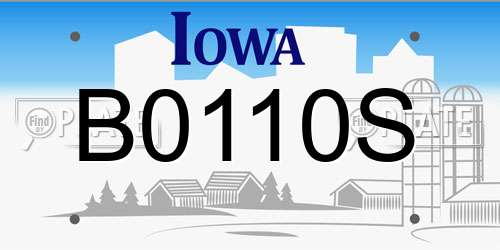 B0110S Iowa License Plate