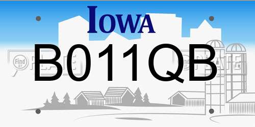 B011QB Iowa License Plate