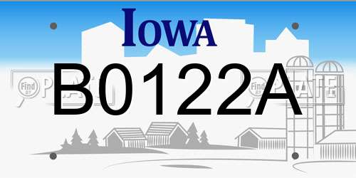 B0122A Iowa License Plate