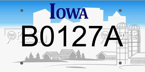 B0127A Iowa License Plate