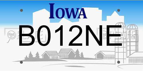 B012NE Iowa License Plate