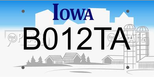 B012TA Iowa License Plate
